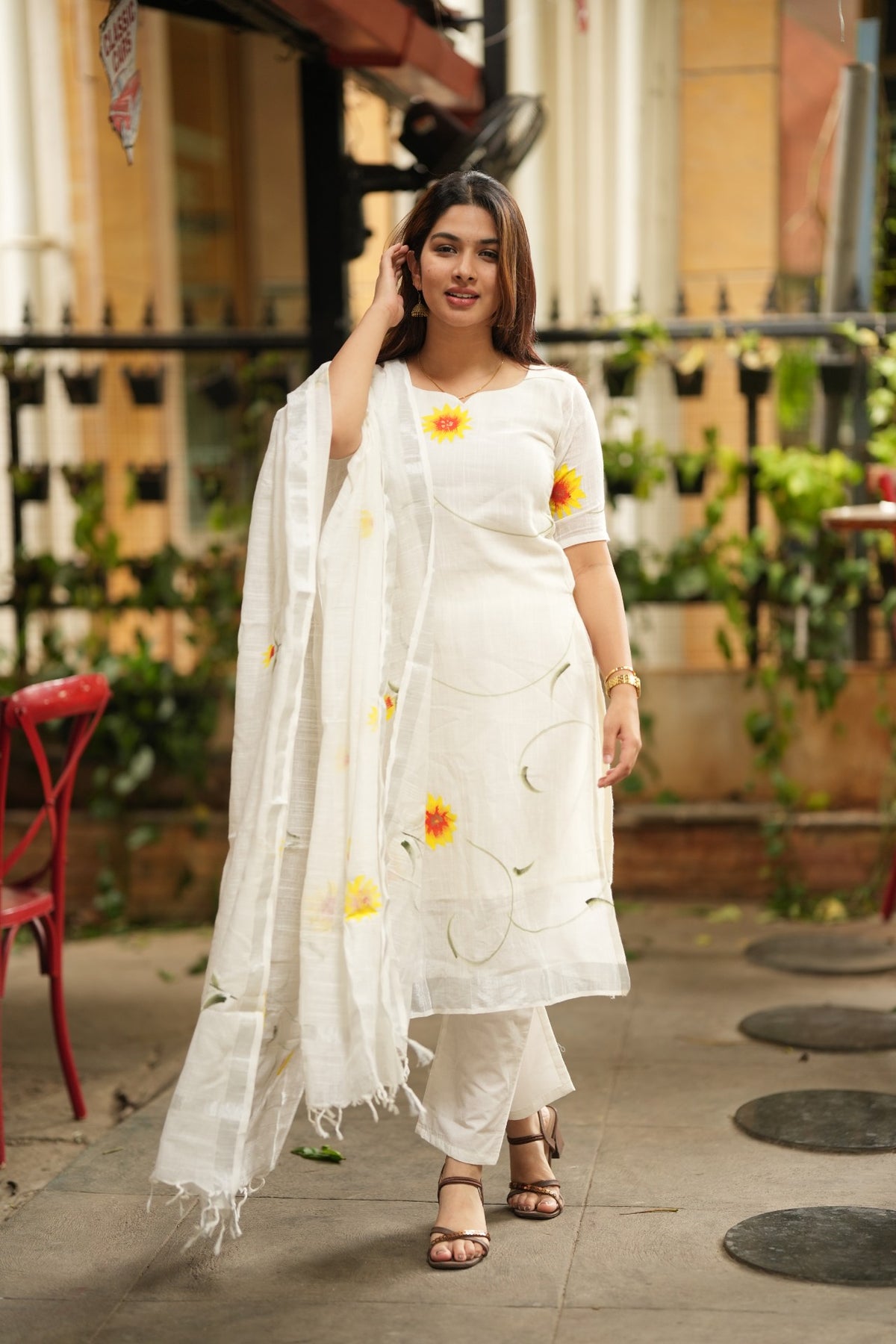 The Sunlit Flora Handpainted Linen Set