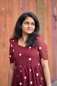 Maroon Heart Georgette