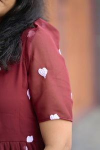 Maroon Heart Georgette