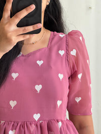 Mauve Heart Georgette