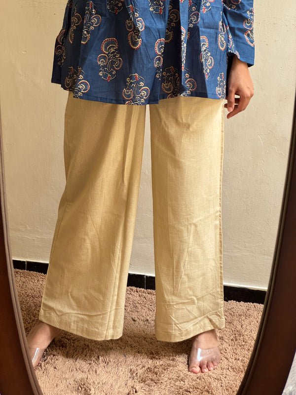 Cotton Wide Leg Pant Beige - Ready Dispatch