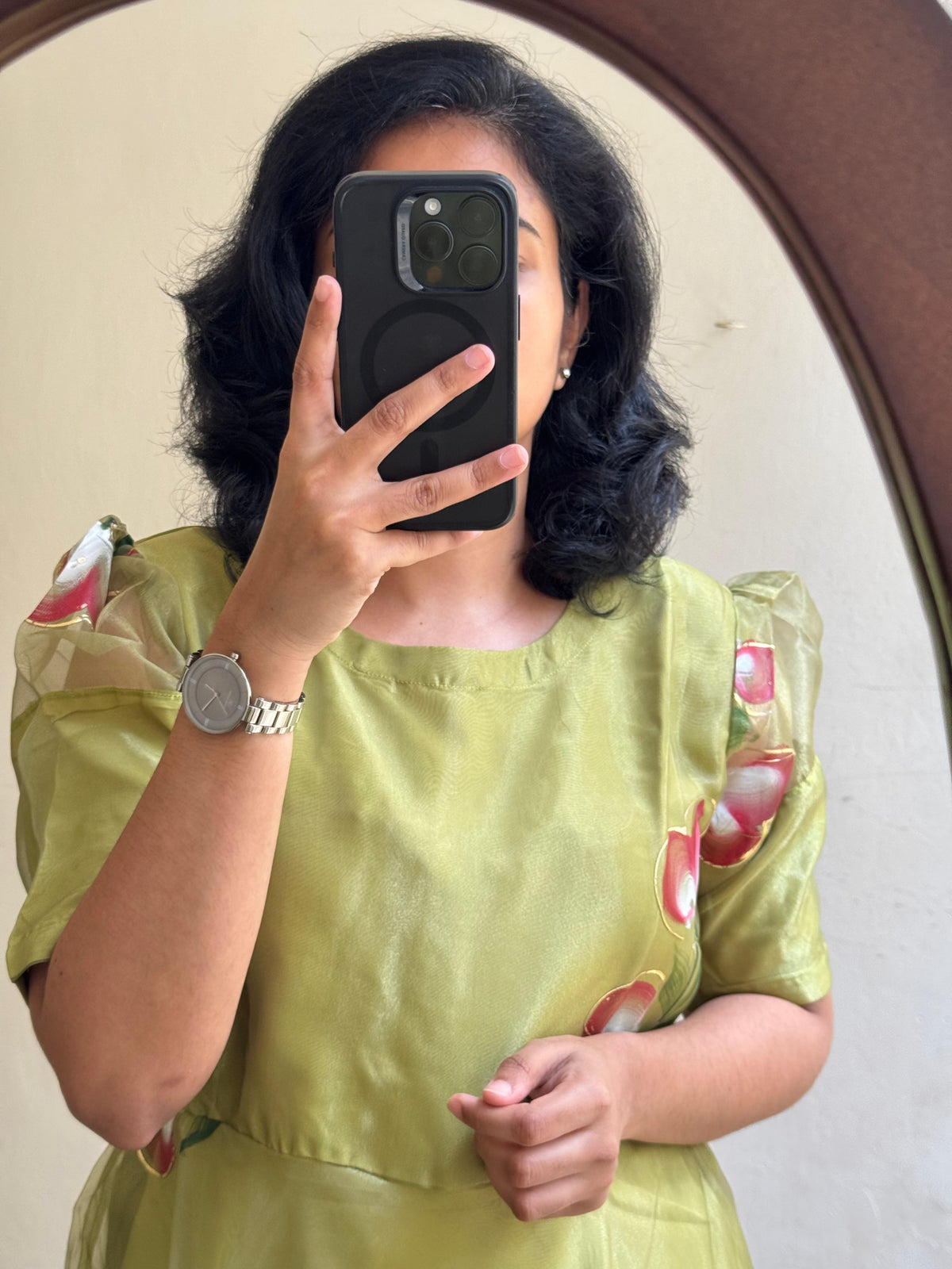 Olive Aura Organza - Ready Dispatch