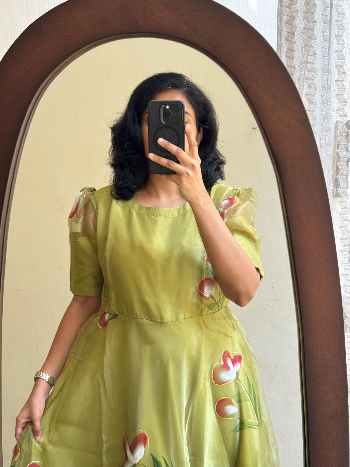 Olive Aura Organza - Ready Dispatch