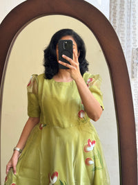 Olive Aura Organza - Ready Dispatch