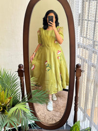 Olive Aura Organza - Ready Dispatch