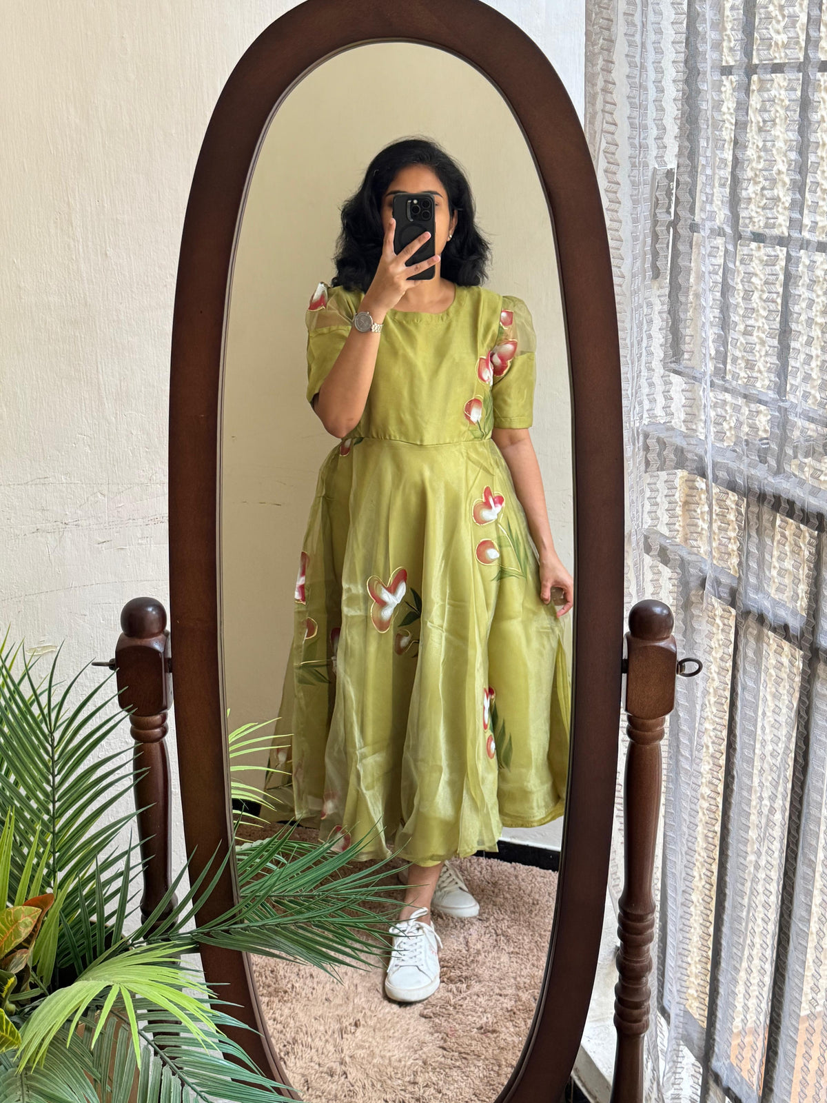 Olive Aura Organza - Ready Dispatch