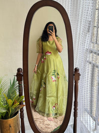 Olive Aura Organza - Ready Dispatch