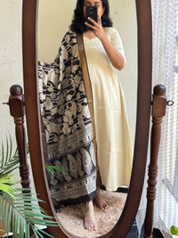 Cream RawSilk with Kalamkari Duppata - Made On Order