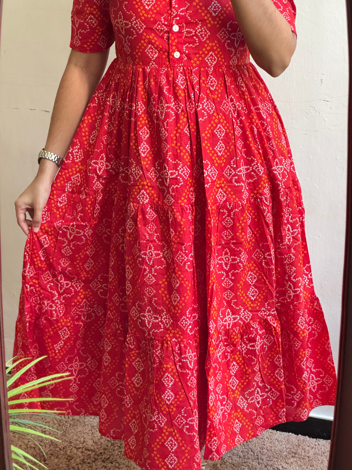 Mirchi Bandhani with Full Lining - Ready Dispatch