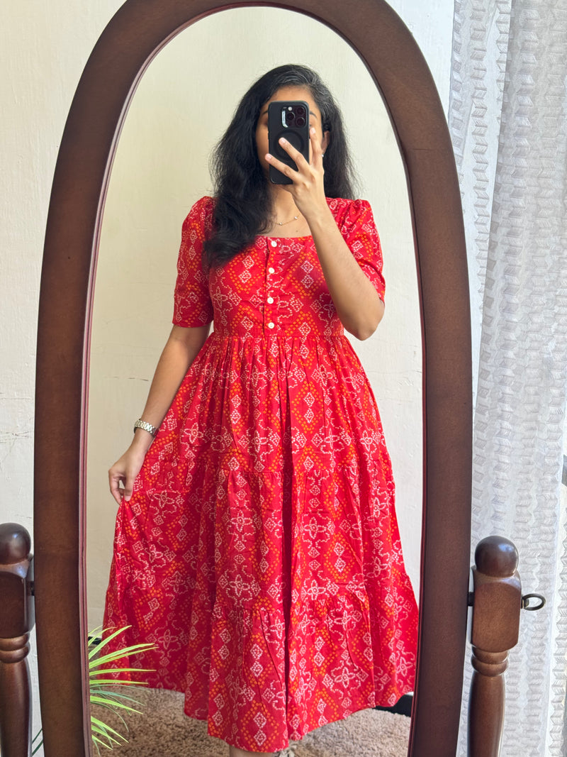 Mirchi Bandhani with Full Lining - Ready Dispatch