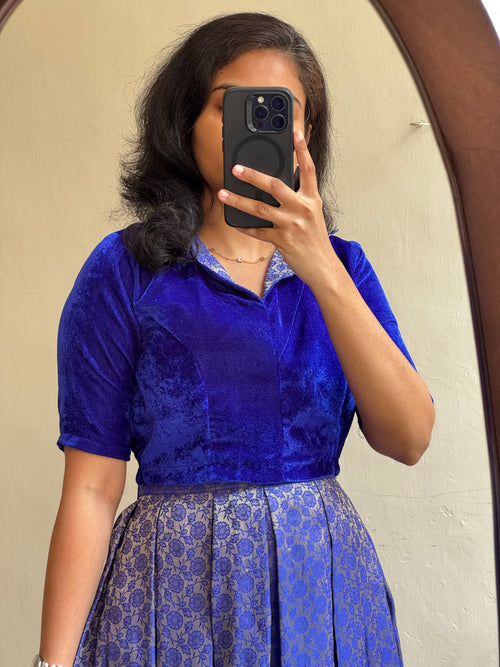 Navy Velvet with Brocade - MADE ON ORDER