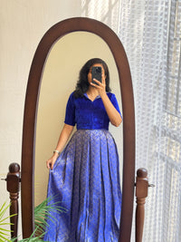 Navy Velvet with Brocade