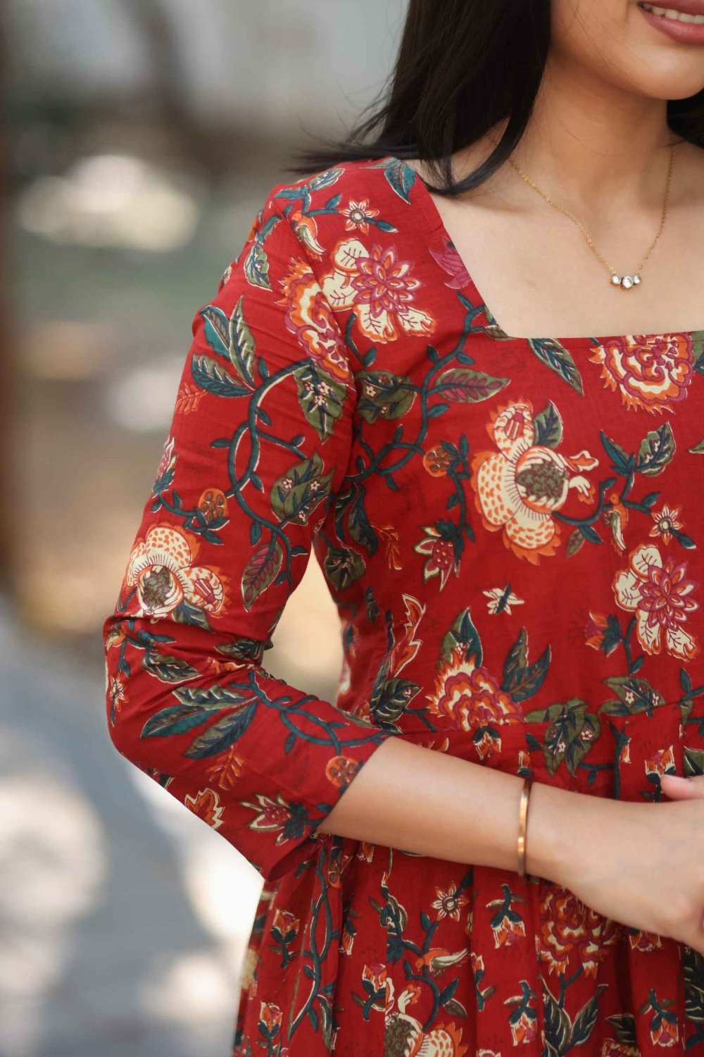 Crimson Bloom Anarkali Set - Astonish Admire