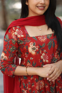 Crimson Bloom Anarkali Set - Astonish Admire