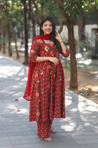 Crimson Bloom Anarkali Set - Astonish Admire