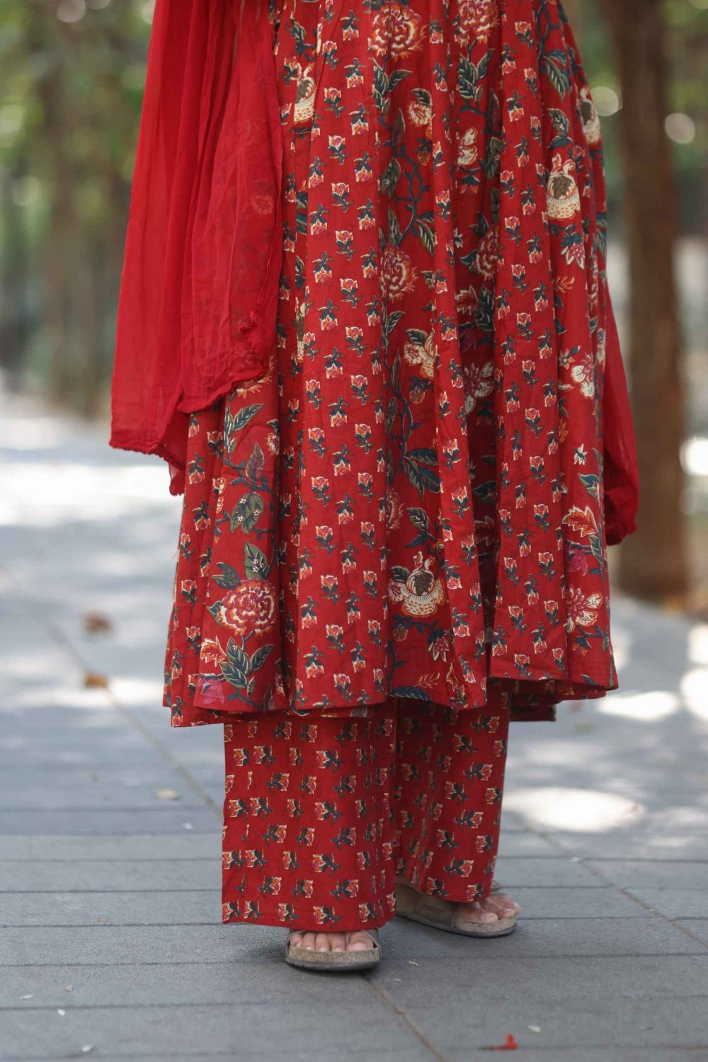 Crimson Bloom Anarkali Set - Astonish Admire