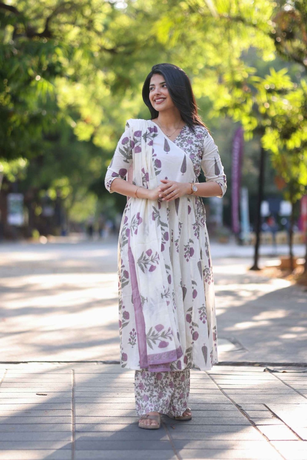Ivory Petal Anarkali Set - Astonish Admire