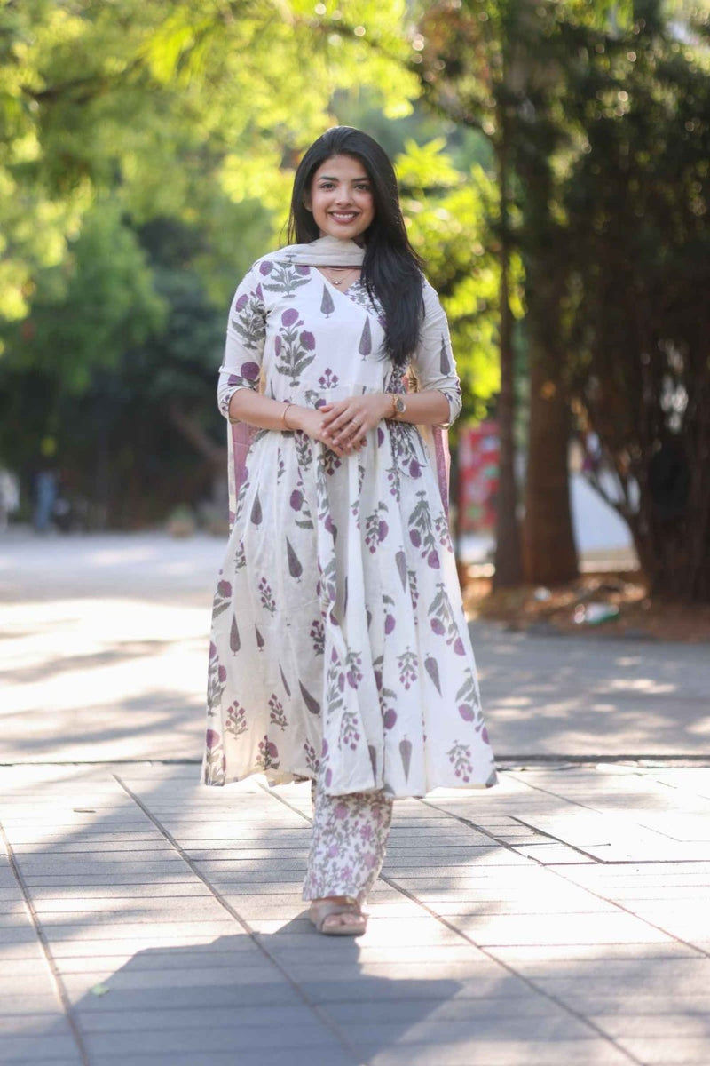 Ivory Petal Anarkali Set - Astonish Admire