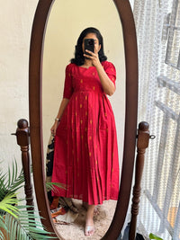 Red Rawsilk with Kalamkari Duppata - Made On Order - Astonish Admire